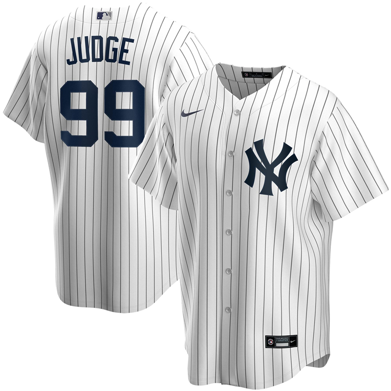 2020 MLB Men New York Yankees #99 Aaron Judge Nike White Home 2020 Replica Player Jersey 1